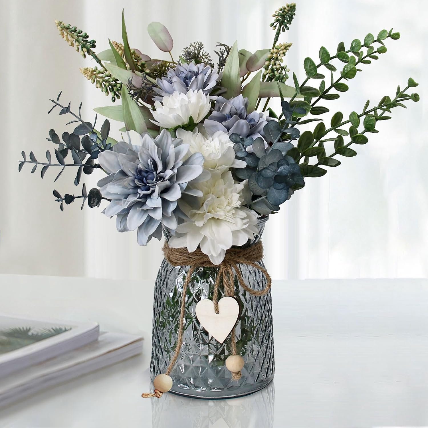 Nepbloemen in vaas - Kunstbloemen voor tafel - Decoratief en onderhoudsvrij - Perfect voor eetkamer of woonkamer - m-winkel