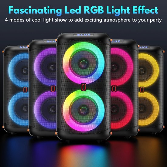 Chelsey-Store - Draagbare Bluetooth 5.3 Karaoke-Luidspreker - Met LED Verlichting - Meerdere Aansluitmogelijkheden - Waterbestendig en sterk ontwerp - — afbeelding 5