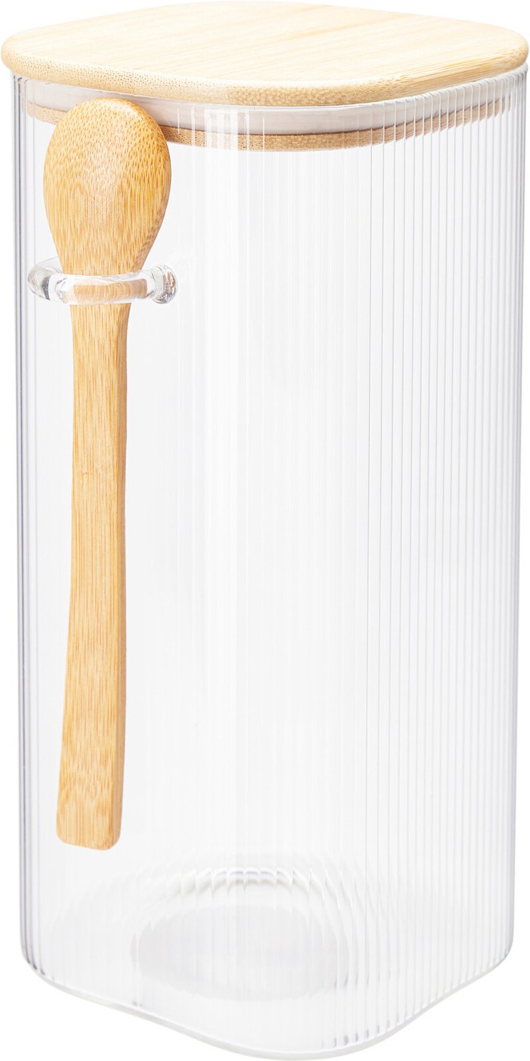 EH Excellent Houseware - Glazen containers met deksels ZUNI, geribbeld glas
