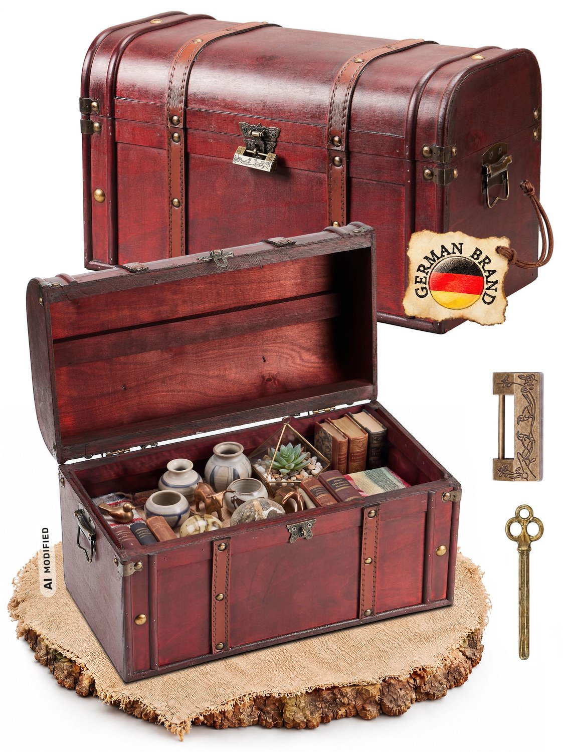 Kingpower houten schatkist met slot, schatkist, houten kist