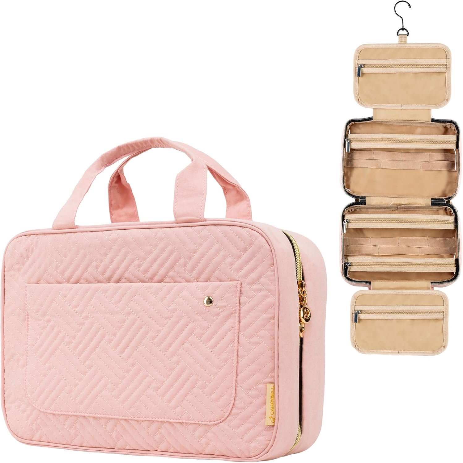 Grote toilettas voor dames - hangende make-up organizer - toiletartikelen - roze - Toilettas Met Haak - Hangende Toilettas - Dames En Heren -Waterbestendig - Make Up Tasje - Beautycase Dames - Toilettas - Toiletzak - Outdoor Reis Toilettas