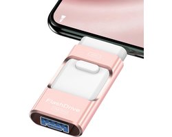 256GB USB Stick voor Telefoon - Photostick voor Foto's & Video's - Externe Opslag - Snelle Flashdrive - Vingerafdruk- & Wachtwoordbeveiliging - EASYFLASH PRO App - Tot 80 MB/s Schrijven & 40 MB/s Lezen - Titanium Roze