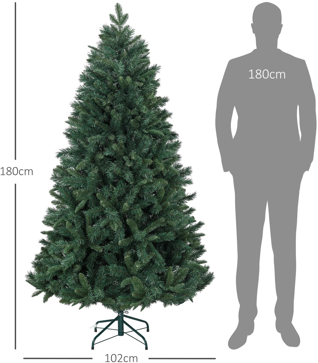Delightness Kerstboom - Kunst Boom - Decoratie - Kerst - Nep Boom - Feestdagen - Kunststof - 1061 Takken - 102X102X180 Cm - Groen – foto 3