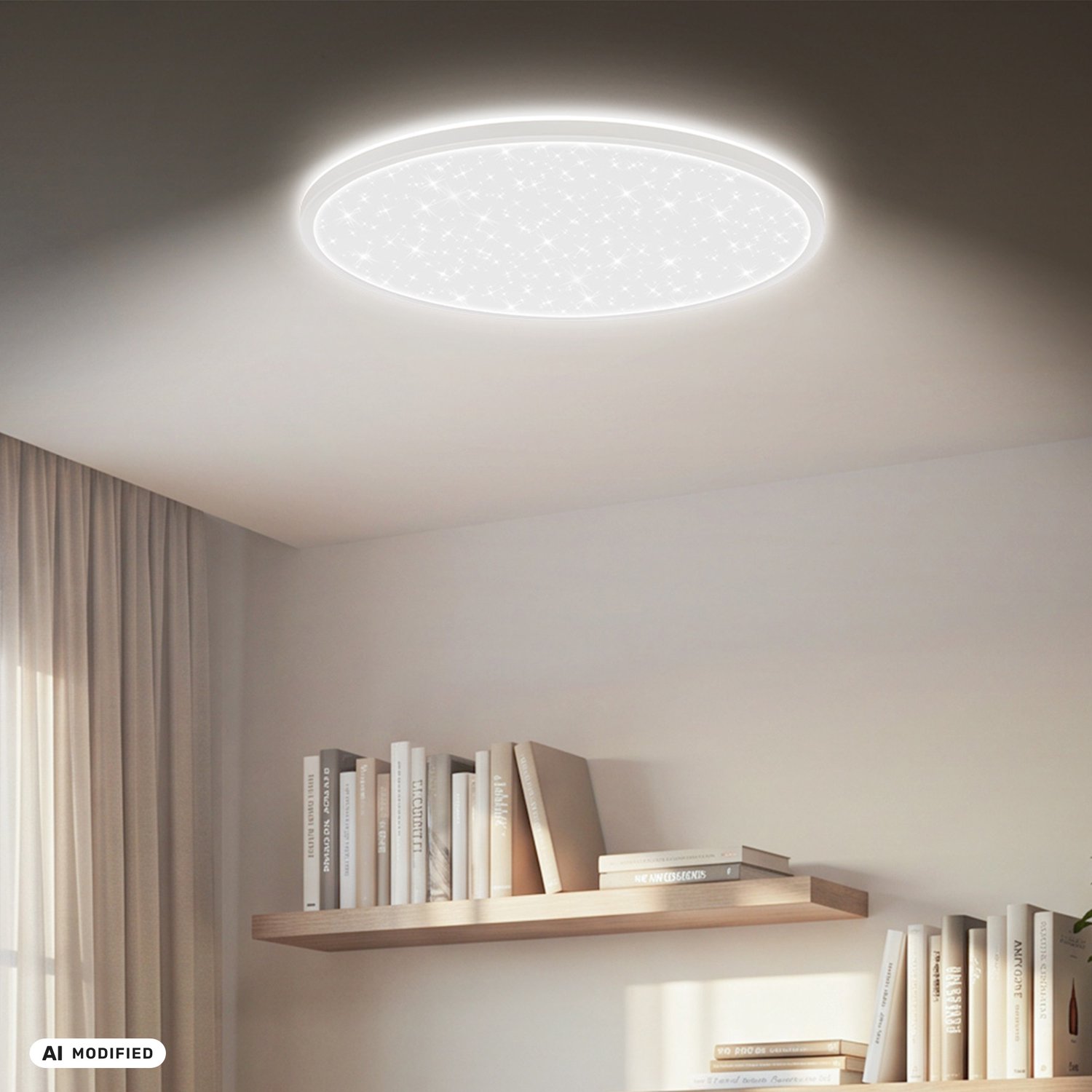 BRILONER Slim - CCT Dimbaar Plafondlamp met sterreneffect - led paneel - met backlight - 2700K - 6500K warm wit licht - koel wit licht - Ø58cm
