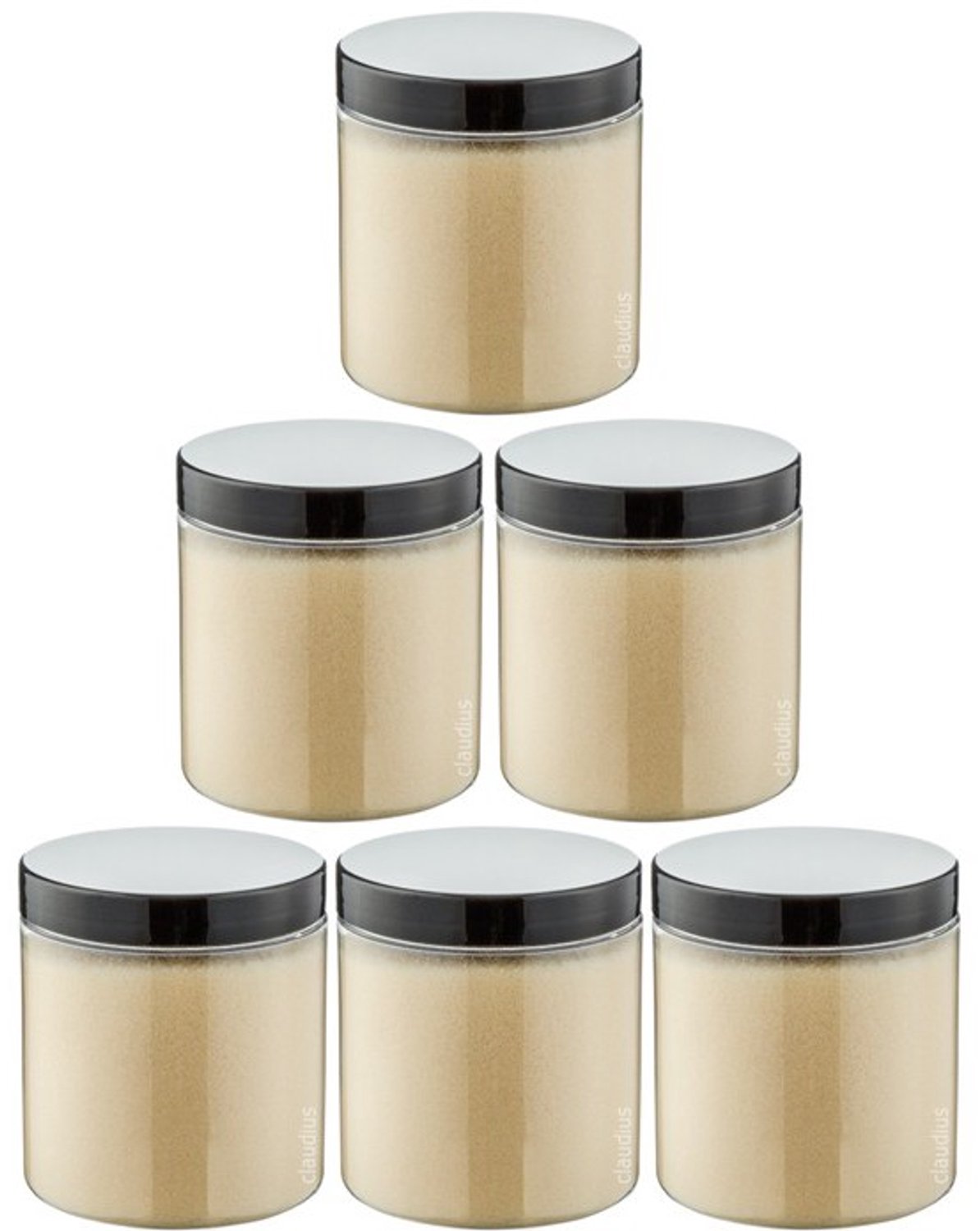 Claudius Scrubzout Vanille 300 gram - Pot met zwarte deksel - set van 6 stuks - Hydraterende Lichaamsscrub - Body Scrub