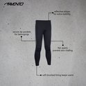 Zwarte Avento hardloopbroek met reflecterende strepen, ritszakken, platte naden en warme voering.