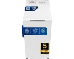 Heinner HWM-TL7012C++ Bovenlader Wasmachine 7 kg – 1200 tpm – 15 Programma’s met Delicaat- en 15-minuten Snelprogramma – Trommelreiniging – Wit – 5 Jaar Garantie