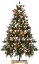 Automatische Kerstboom – Kunstkerstboom 180 cm – Warme LED-verlichting – Witte Punten & Dennenappels