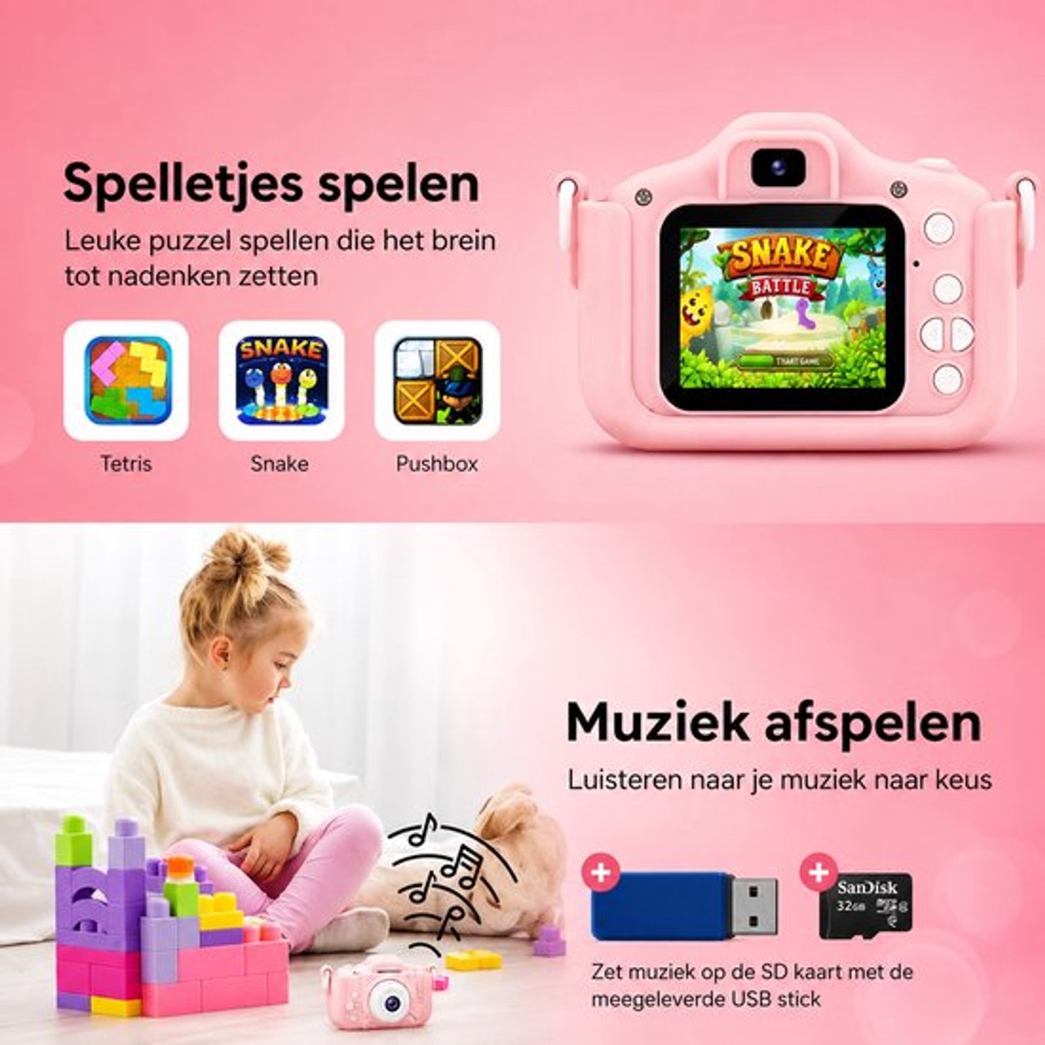 Kiddl Kindercamera – Digitale Camera voor Kinderen – 32GB SD-kaart – Selfiecamera – Foto & Video – Nederlands Menu — afbeelding 10
