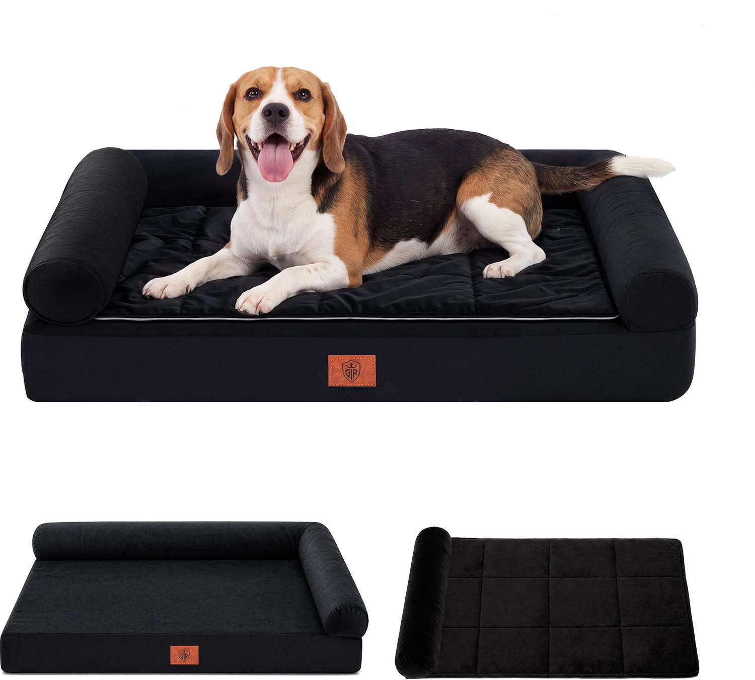 GTPLAYER - Hondenbed 85x55x14 cm - Eierschaal Schuim Waterdicht Wasbaar - Zwart