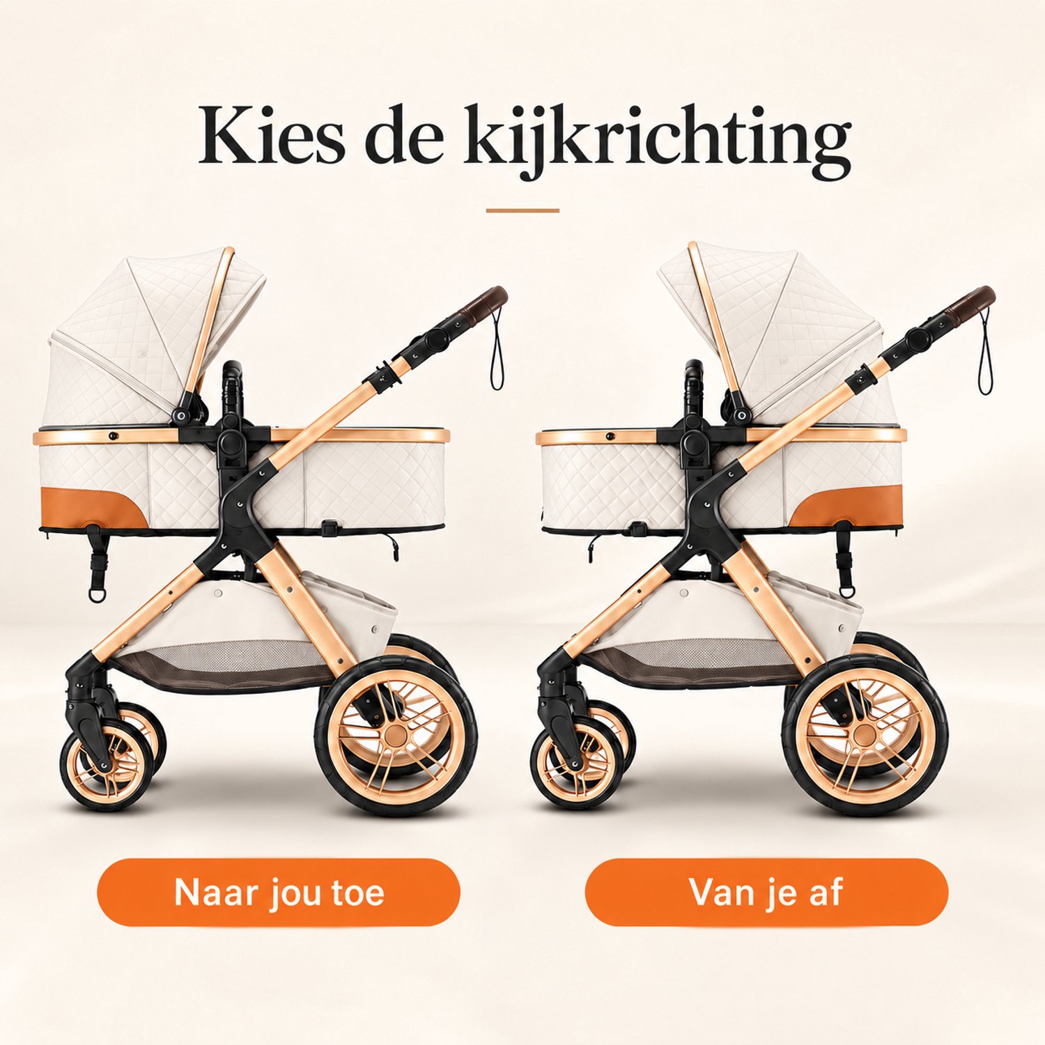 Lunola Elin Kinderwagen 3 in 1 - Buggy met Autostoel - Wandelwagen - Premium Uitvoering - Inclusief Accessoires - Wit thumbnail 6