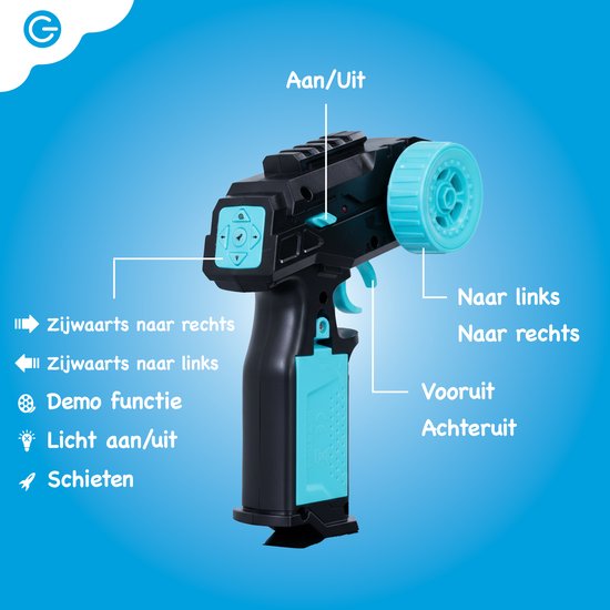 Silvergear® Bestuurbare Auto met Schietfunctie - RC Auto met Soft Bullets en Schietschijf - 2 Speelopties - 2 Oplaadbare Accu's - Voor Binnen & Buiten - Interactief Speelgoed voor Jongens en Meisjes - Zwart/Blauw - Cadeau voor Jongens - 6,7,8,9+ Jaar — afbeelding 4