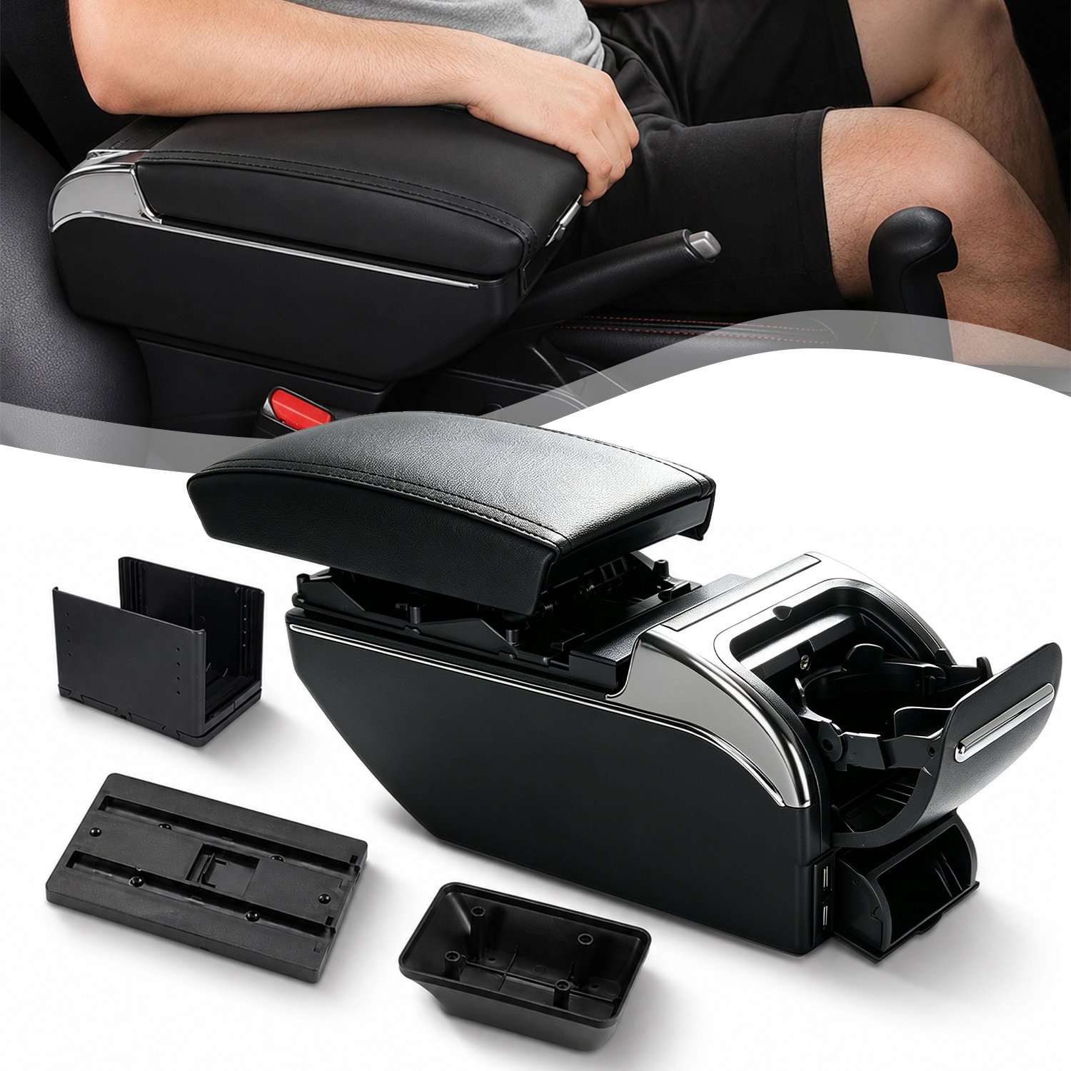 Opbergbak Voor De Middenconsole Van De Auto - Armsteunconsole Voorin -Opbergvak In Armsteun - Armsteunconsole Voor De Auto