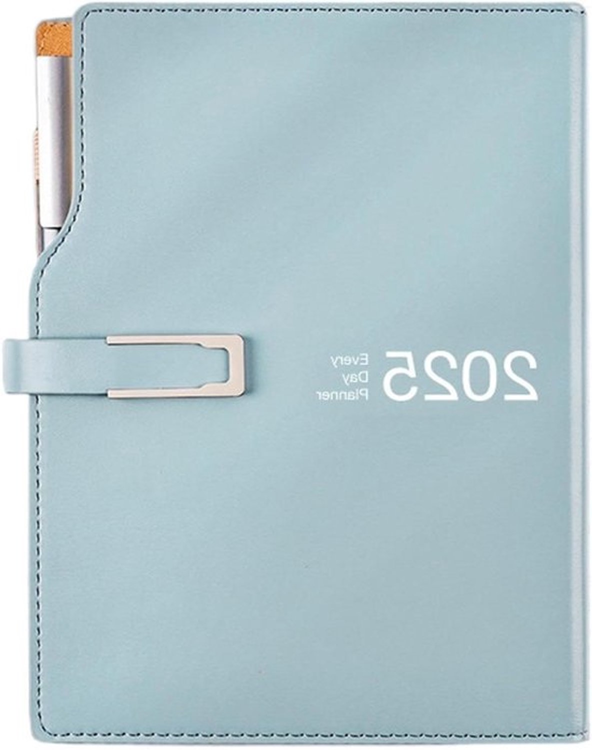Jaarplanner 2025 - Agenda en notitieboek - Dagelijkse planning - Compact A6-formaat - 18.8 x 12 cm - Blauw