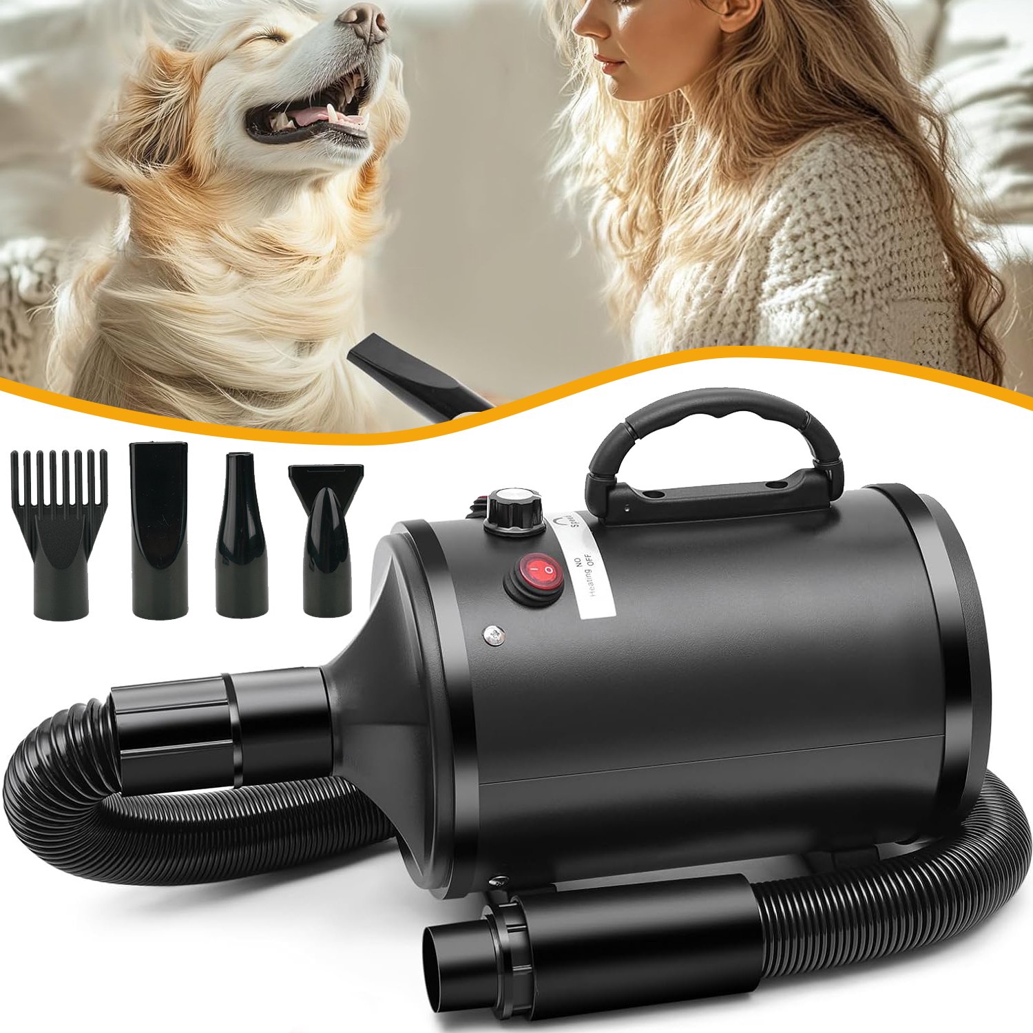 Krachtige Hondenföhn / Hondenblazer - Haardroger Voor Huisdieren - 2800W-Föhn Voor Huisdieren - Sneldrogende Hondenföhn