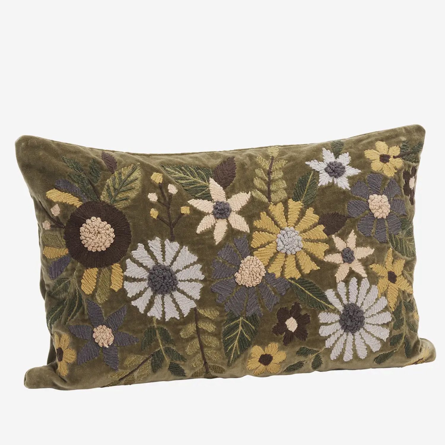 Madam Stoltz - Geborduurde Fluwelen Kussenhoes – Groen – 40 x 60 cm