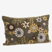Madam Stoltz - Geborduurde Fluwelen Kussenhoes – Groen – 40 x 60 cm