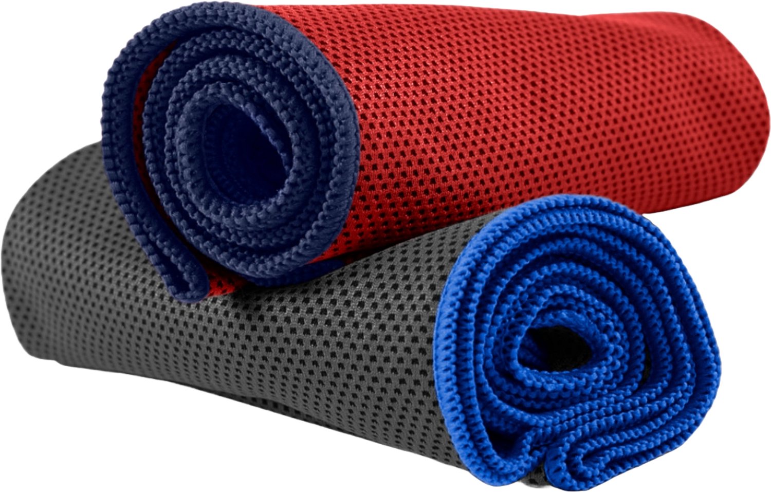 NirvanaShape - microvezel handdoek - verkoelende handdoek - koelhanddoek met directe verkoeling - ultralichte cooling towel - 60 x 30 cm - Rood / Donkerblauwe Rand