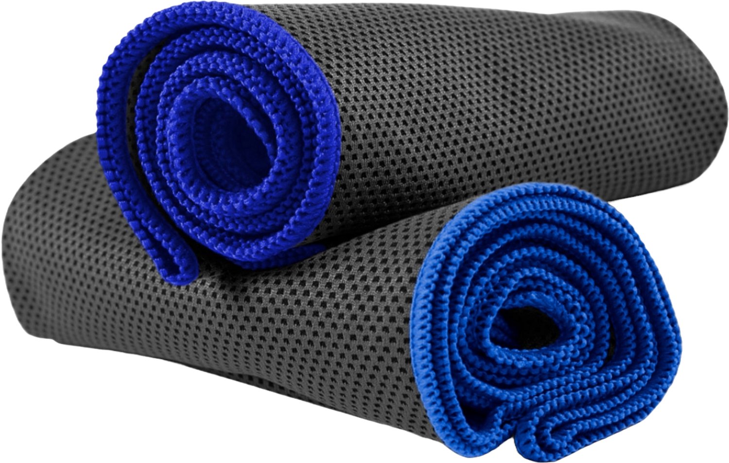 NirvanaShape - microvezel handdoek - verkoelende handdoek - koelhanddoek met directe verkoeling - ultralichte cooling towel - 80 x 30 cm - Grijs / Blauwe Rand