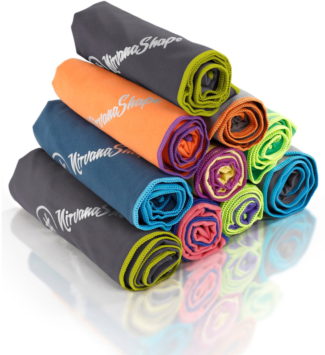 NirvanaShape - microvezel handdoek - microvezel reishanddoek - sneldrogend, ultralicht en zijdezacht - tot 8 keer meer absorberend - 80 x 40 cm - Grijs / Gele Rand