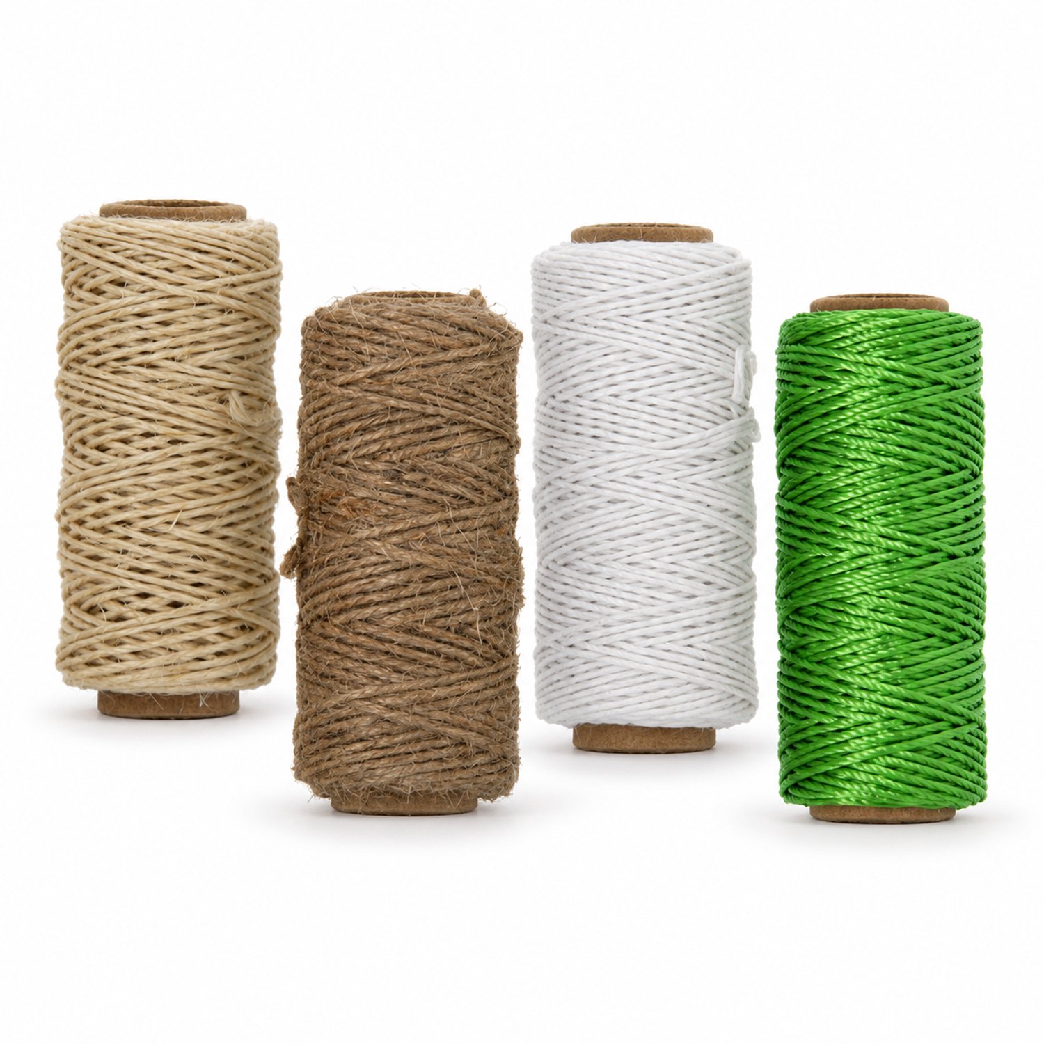 Touwset - 4 Rollen - 155 meter Totaal - Jute, Sisal, Katoen en PP - Hobby en Tuin