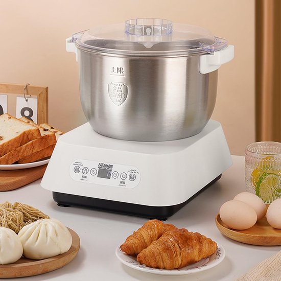 Elektrische Deegmixer - 7 Liter Capaciteit - 200 Watt Vermogen - Roestvrij Staal - Staande Mixer Voor Thuis Bakken — afbeelding 5