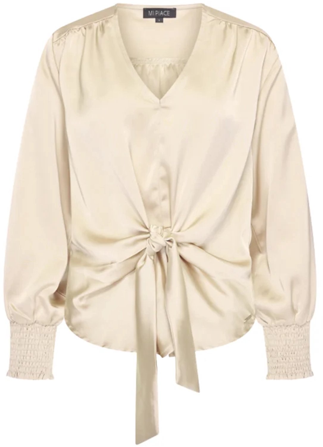 MI PIACE - Blouse Knotted Satin 202910 Sand - Maat : M