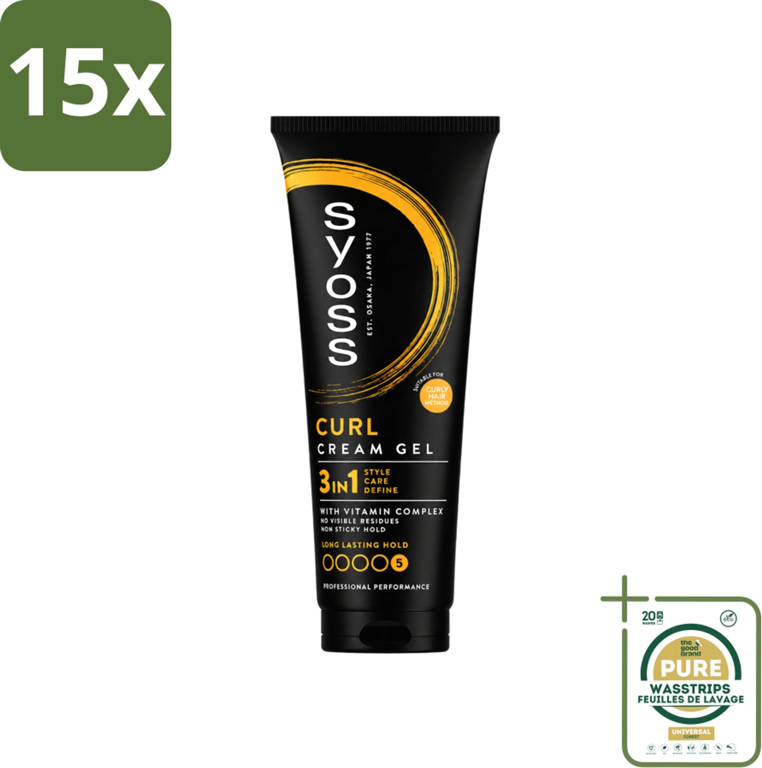 15 x Syoss - Curl Control - Gel - Voor Gedefinieerde Krullen - 250 ml - Wasstrips - Krullen Stylen - Krullen Fixeren - Krullen Verzorgen - Krullen Controleren - Krullen Gedefinieerd Maken