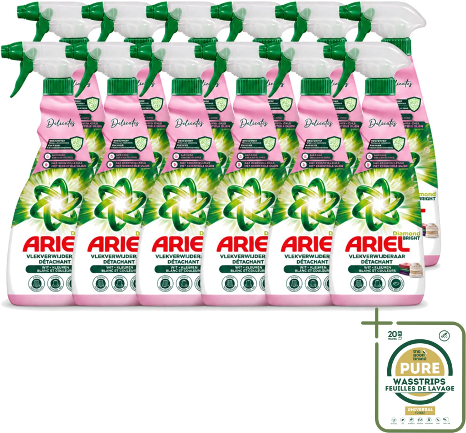 12 x Ariel - Vlekkenverwijderaar - Delicate & Wool Spray - 750 ml - Wasstrips - Vlekkenverwijderaar Zijde - Vlekkenverwijderaar Wol - Vlekkenverwijderaar Babykleding - Vlekkenverwijderaar Fijn Wasgoed - Vlekkenverwijderaar Zonder Bleek