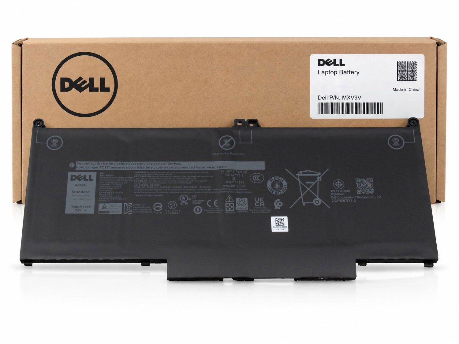 Dell WXW80 Batterij - 60Wh - 7,6V (4 Cell)