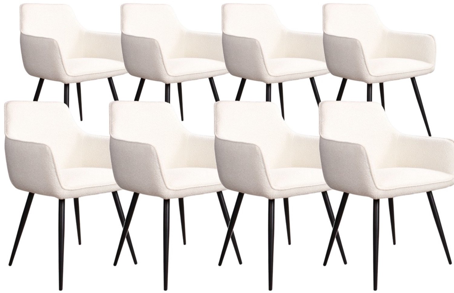 DS4U - - Ravi 3.0 eetkamerstoel - Set van 8 - Wit - Boucle - Met armleuning