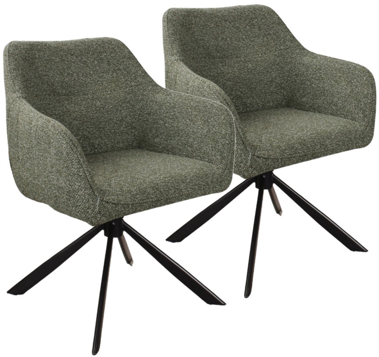 DS4U - - Seff armstoel met terugdraaifunctie - Set van 2 - Groen - Stof