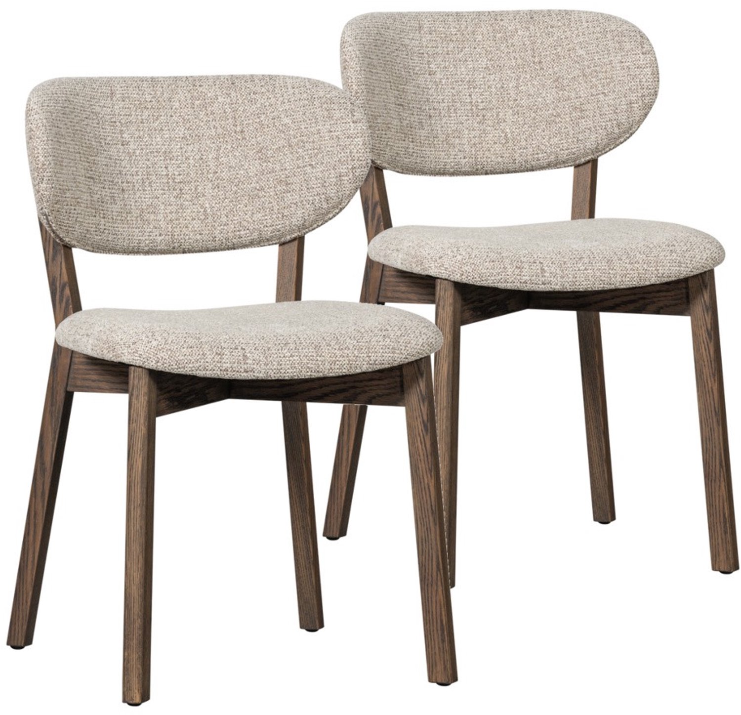 DS4U - - Quinn eetkamerstoel - Set van 2 - Beige / donkerbruin hout - Hout - Met armleuning