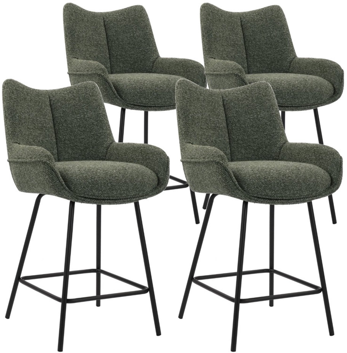 DS4U - - Ivan barkruk 65 cm - Set van 4 - Groen - Stof - Met armleuning