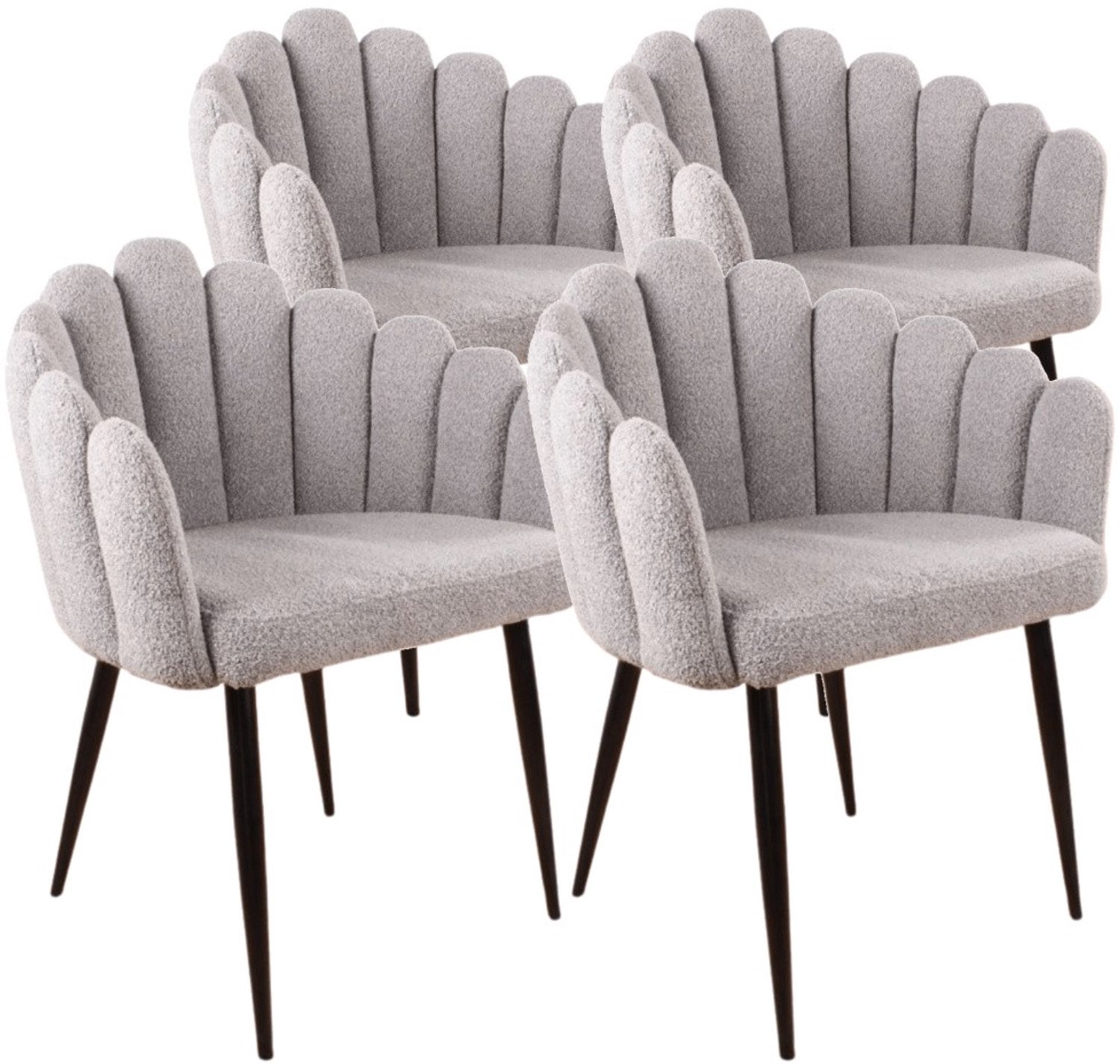 DS4U - - Flower eetkamerstoel - Set van 4 - Grijs - Boucle