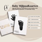 Mijlpaalkaarten Baby met Écht Hand- & Voetafdruk (12x) | Inktvrij & Veilig | Luxe Kraamcadeau & Babyshower Cadeau