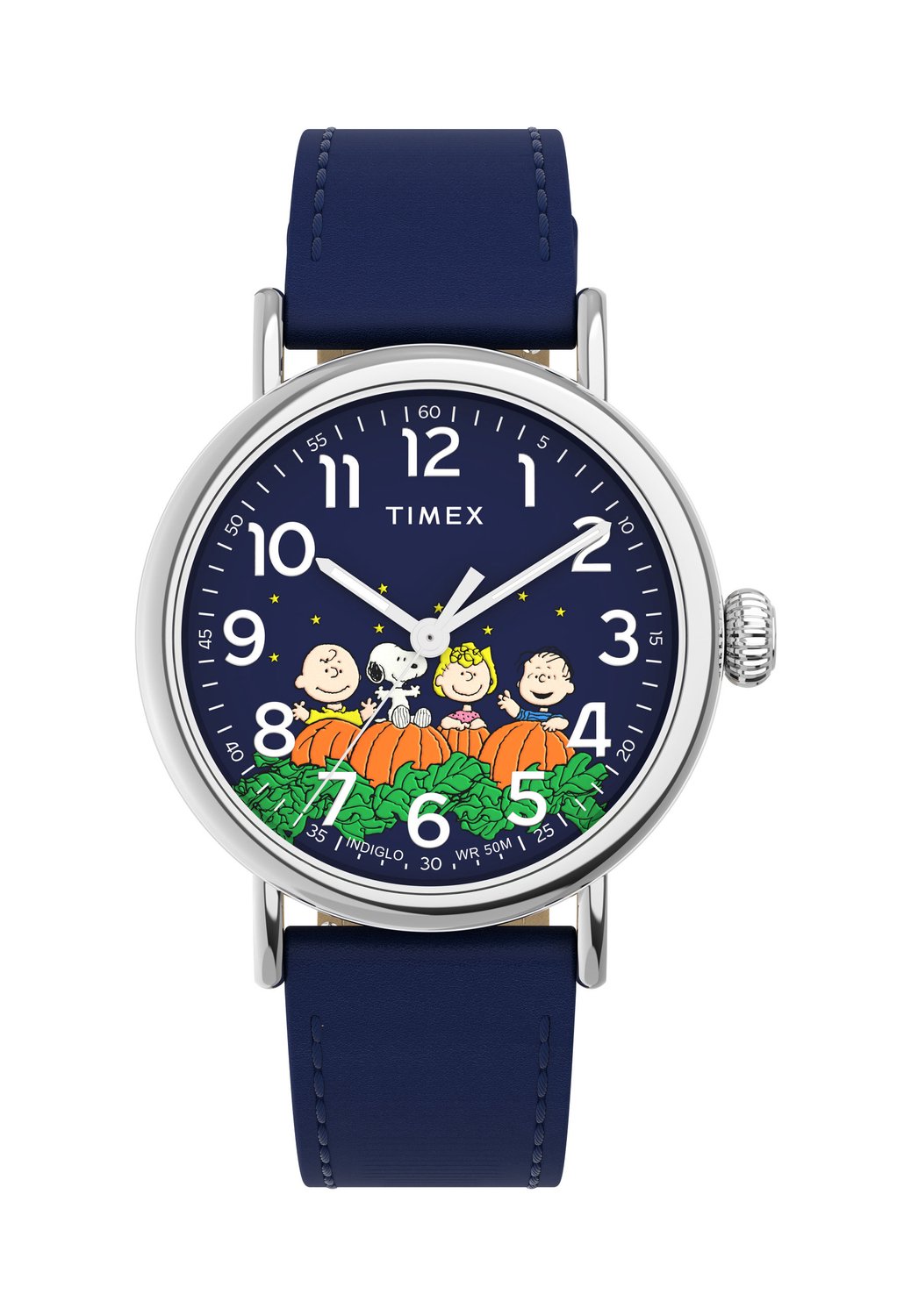 Timex Peanuts Quartz Analoog Horloge Blauw Kast Gemaakt Van 100% Messing Met Laag Loodgehalte En Een Armband Van 100% Leer 40 TW2W72700AJ
