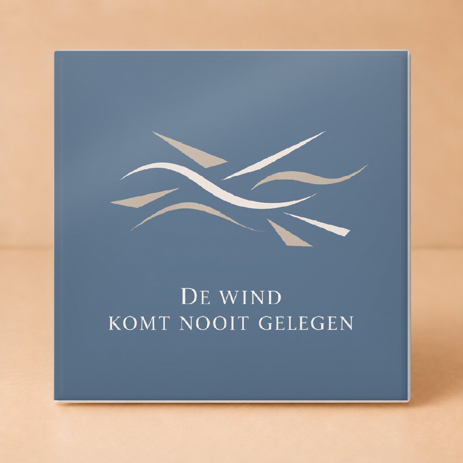 Bedruk King Sfeervolle Boho Tegel ‘Wie niet waagt, wie niet waait’ – Inspirerende Wanddecoratie met Organische Vormen voor Thuis en Kantoor - 15 x 15 cm Wit