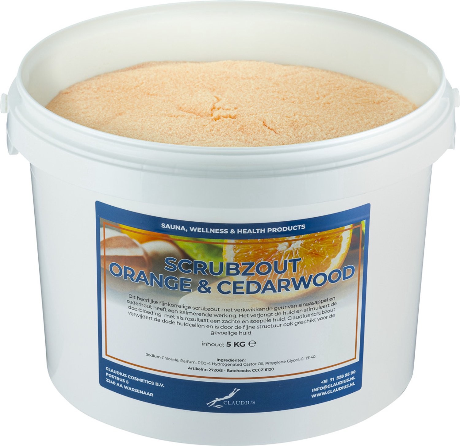 Claudius Scrubzout Sweet Orange & Cedarwood - 5 KG - Hydraterende Lichaamsscrub - Body Scrub