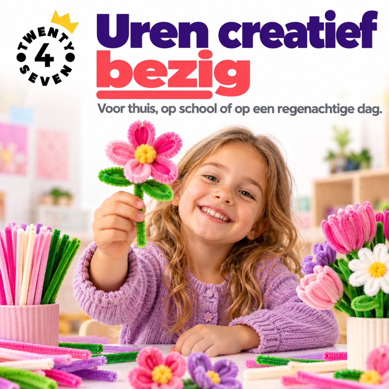 Twenty4seven® Pijpenragers Bloemen 400 Stuks - Chenilledraad om te Knutselen - Pipe Cleaners Flowers om zelf te Maken - Knutselpakket voor Meisjes en Jongens vanaf 6 Jaar — afbeelding 2