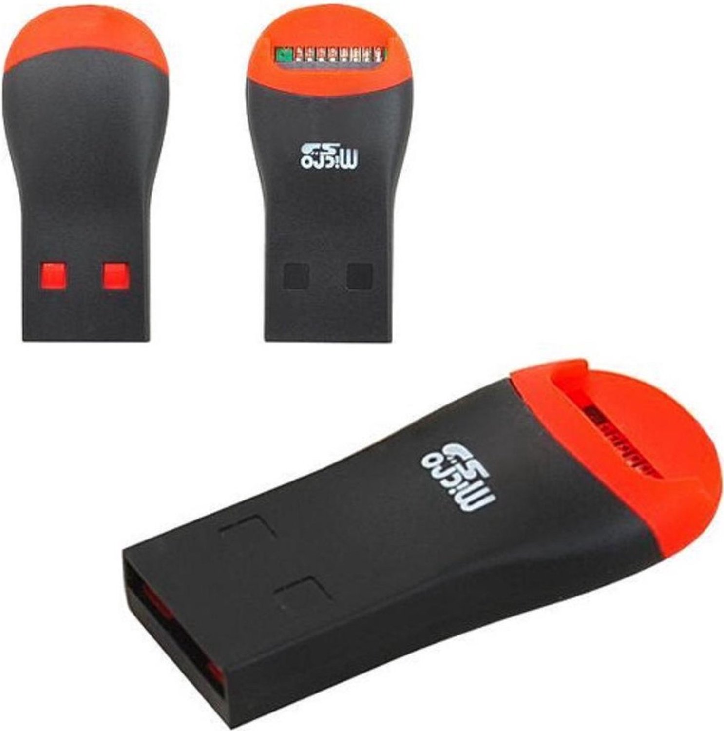 Okado Micro SD Kaartlezer - USB 2.0 - SDHC en TF - Zwart/Rood