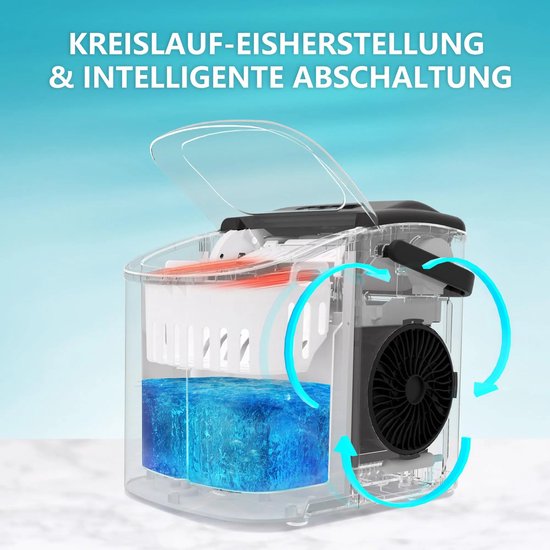 Heidat ijsblokjesmachine - Compact en stil - Zelfreinigend - 9 IJsblokjes in 6-12 Min – 12 kg per 24 uur - 2 Formaten ijsblokjes - Zilver — afbeelding 3