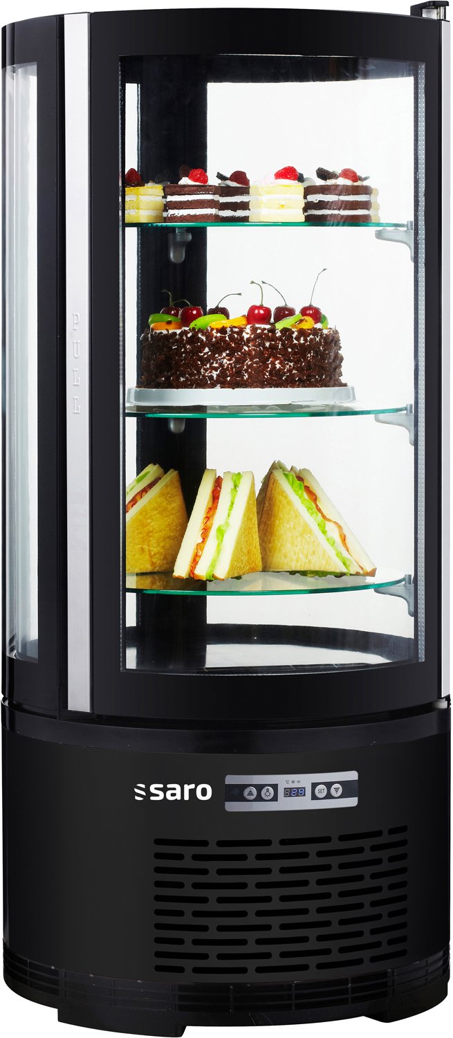 Saro Taartvitrine Zwart MATILDE 100L Koelvitrine met LED Voor Gebak & Snacks Nu Bestellen voor de Horeca!