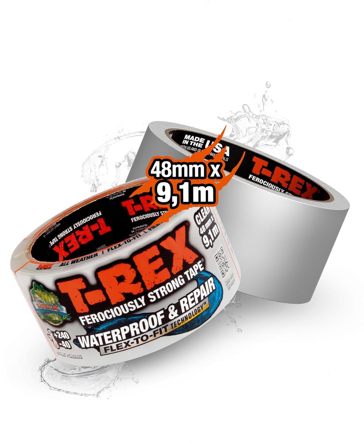 T-REX Waterdichte Reparatietape - Extra Sterk 48mm x 9.1m Transparant