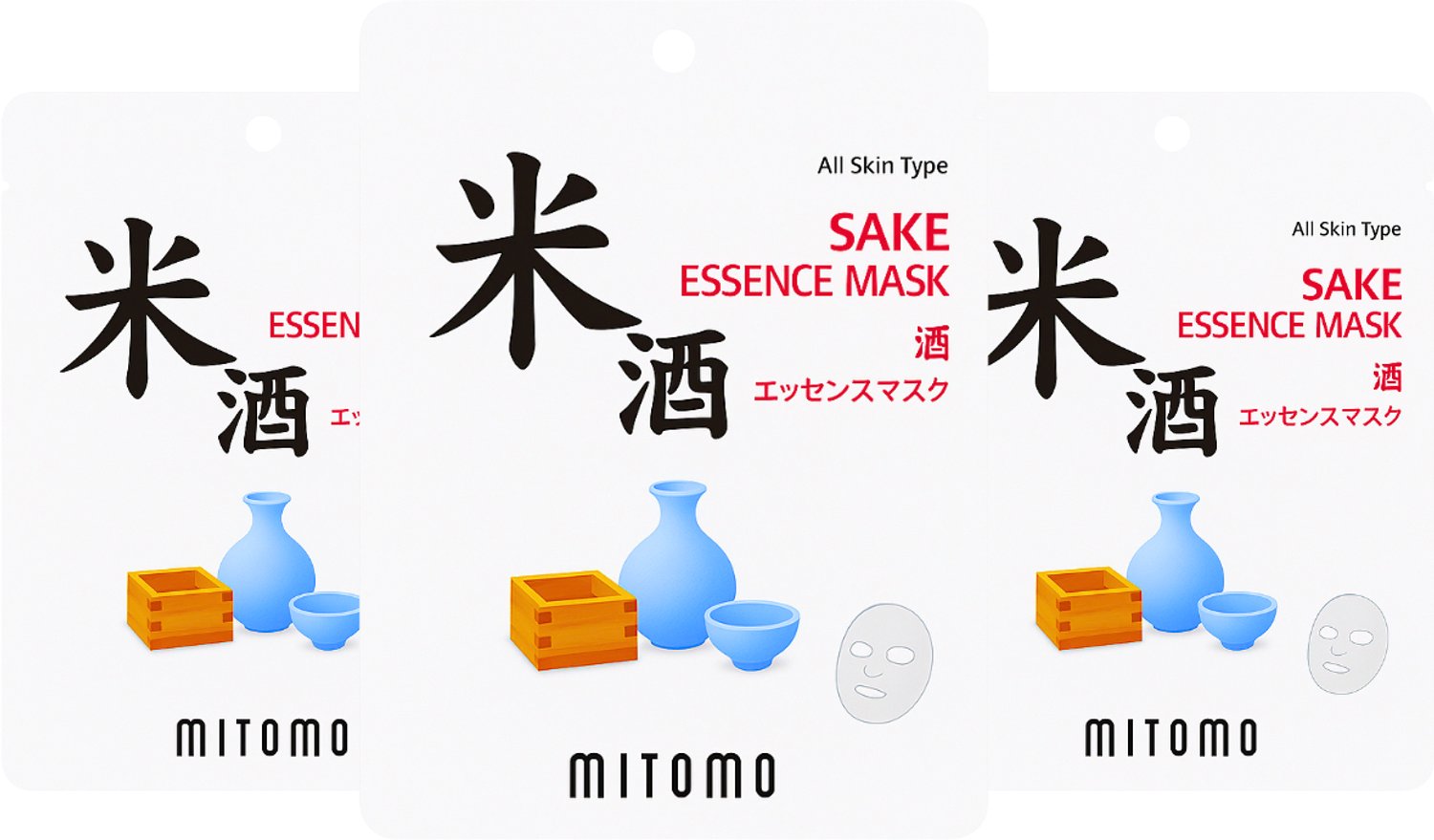 MITOMO Gezichtsmasker Sake - Egaliserend & Hydraterend Sheet Mask - Gezichtsverzorging - 3 Stuks