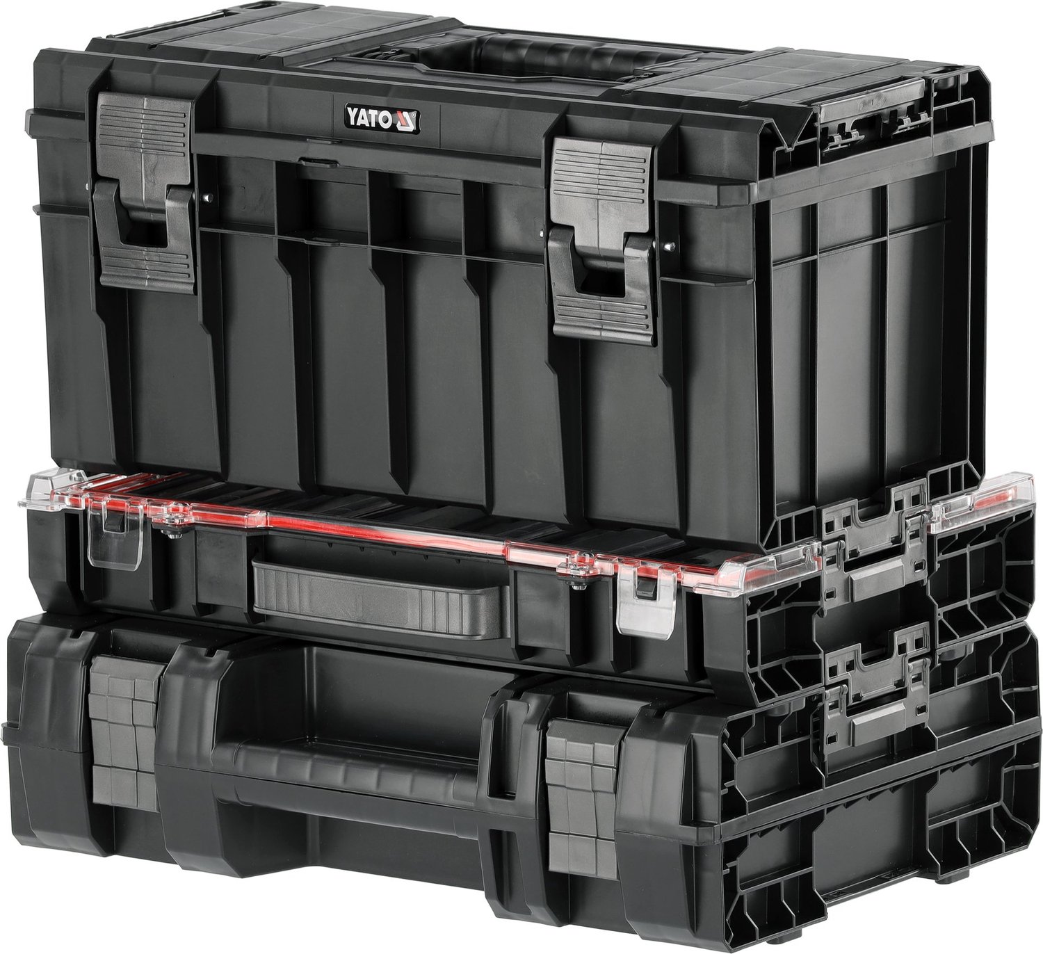 YATO S12 YT-09175 Modulaire Gereedschapskoffer Set (3-Delig) - Systeemkoffer, Organizer & Elektrisch Gereedschapskoffer - Koppeling met S12 & S1 Systems - 421 x 450 x 323 mm
