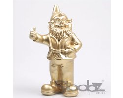 Stoobz kabouter duim omhoog 31 cm – goud – grappig kabouterbeeldje – decoratieve tuinkabouter – tuindecoratie