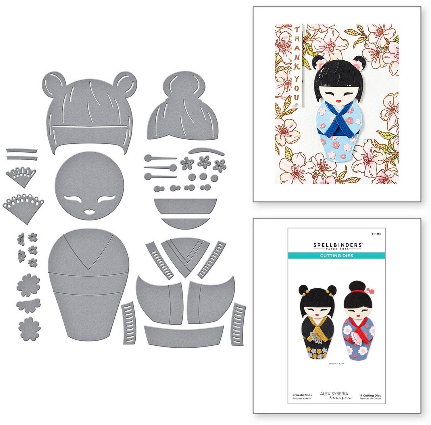 Spellbinders Snijmallen - Kokeshi Dolls - 17 st.