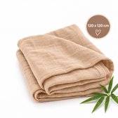 Hydrofiele doek XL Zand/ Beige - 120x120 cm - Inbakerdoek - Swaddle doek groot
