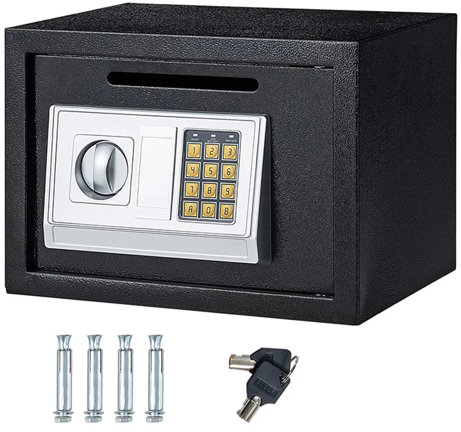Heidat elektronische kluis - 25x35x25 cm - Met digitaal cijferslot en noodsleutel - Stalen geldkluis - Grijs